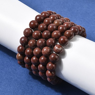 Natural Coffee Jasper Beads Bracelets BJEW-A153-01B-1
