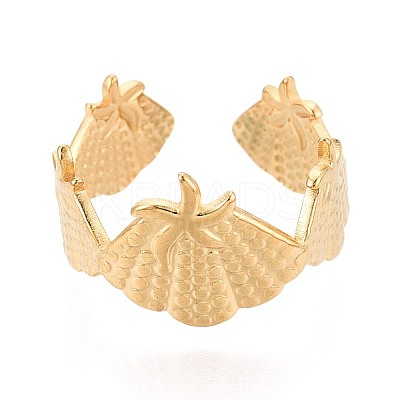 Adjustable Ion Plating(IP) 304 Stainless Steel Cuff Rings for Women RJEW-N052-01G-1