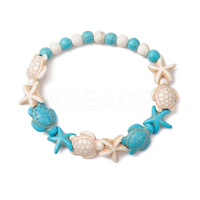 Synthetic Magnesite & Turquoise Beaded Stretch Bracelets for Women BJEW-TA00580-1