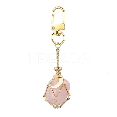 Brass Macrame Pouch Empty Stone Holder Pendant Decoration HJEW-JM03303-01-1