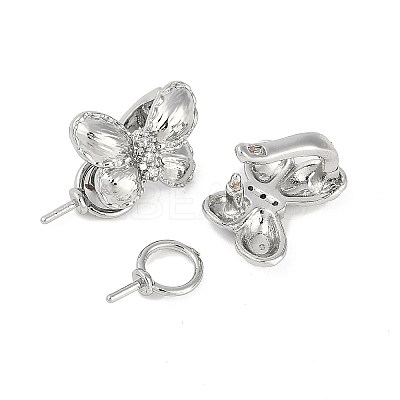 Brass Micro Pave Clear Cubic Zirconia Fold Over Clasps KK-U043-21P-1