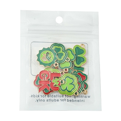 12Pcs 12 Styles Saint Patrick's Day Alloy Enamel Pendants ENAM-FS0001-66-1