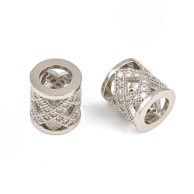 Brass Micro Pave Clear Cubic Zirconia European Beads CU-CBA6A75-25P-1