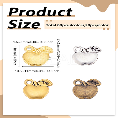 80Pcs 4 Colors Tibetan Style Alloy Pendants FIND-LP0003-12-1