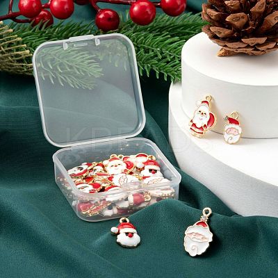 40Pcs 4 Style Christmas Theme Light Gold Alloy Enamel Pendants ENAM-LS0001-61-1