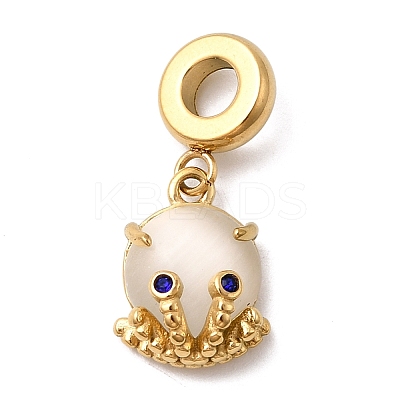 304 Stainless Steel Cat Eye European Dangle Charms STAS-D153-20B-G-1