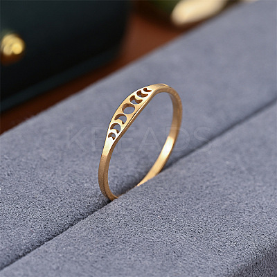 Hollow Moon Phase 304 Stainless Steel Finger Rings FS-WG454BE-05-1