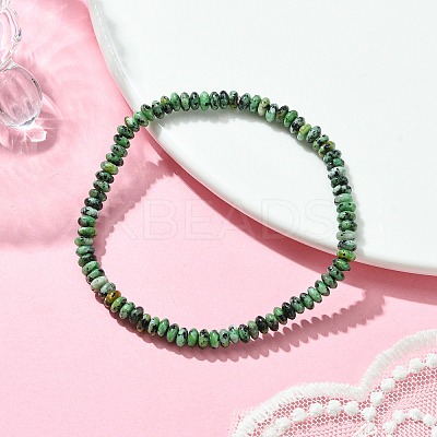 Natural African Turquoise(Jasper) Flat Round Beaded Stretch Bracelets for Women BJEW-JB09717-08-1
