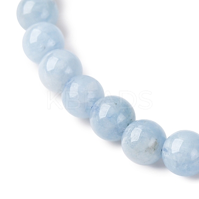 Natural Aquamarine Round Bead Stretch Bracelets for Men Women BJEW-U034-01E-01-1