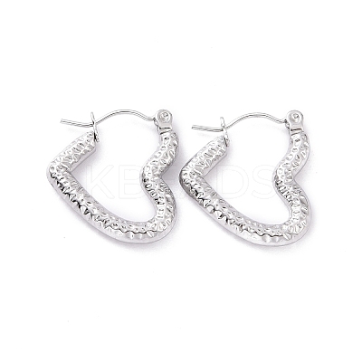Non-Tarnish 304 Stainless Steel Heart Hoop Earrings for Women EJEW-G293-25P-1