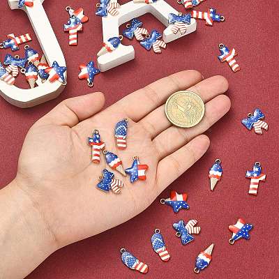 50Pcs 5 Styles Rack Plating Alloy Enamel Pendants ENAM-CJ0003-48-1