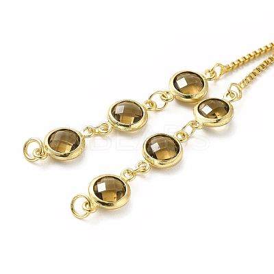 Real 18K Gold Plated Half Finished Brass Rhinestone Box Chains Bracelet MAK-M026-01G-1