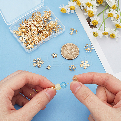 70Pcs 7 Styles Brass Bead Caps FIND-AR0005-36-1