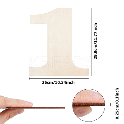 Number 1 Shape Unfinished Wood Slices DIY-GA0001-14-1