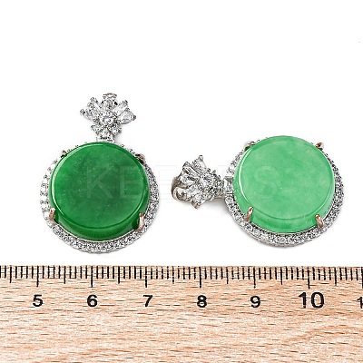Dyed Natural Myanmar Jade Flower Flat Round Pendants KK-Q050-01A-1