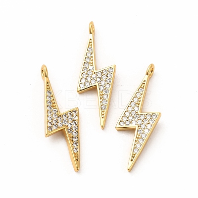 Rack Plating Brass Micro Pave Cubic Zirconia Pendants KK-K165-18G-1
