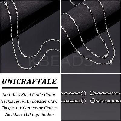 Half Finished 304 Stainless Steel Cable Chain Necklaces STAS-UN0038-66P-1