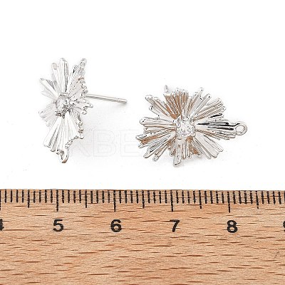 Brass Micro Pave Cubic Zirconia Stud Earring Findings LS-KK-K371-39P-1