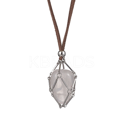 Crystal Holder Cage Necklace NJEW-JN04587-02-1
