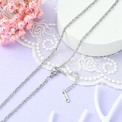 304 Stainless Steel Rope Chain Necklace for Men Women NJEW-YW0001-08-1