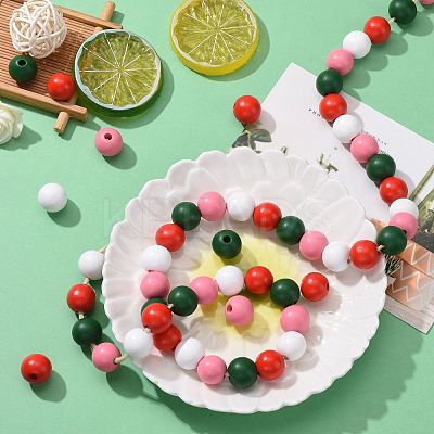 160Pcs 4 Colors Farmhouse Country and Rustic Style Painted Natural Wood Beads WOOD-LS0001-01M-1