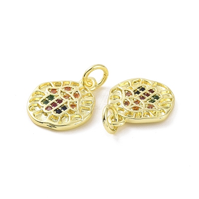 Brass Micro Pave Cubic Zirconia Charms KK-E068-VF087-1