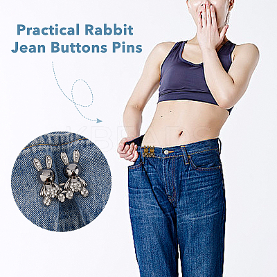 10Pcs 5 Colors Rabbit Shape Alloy Adjustable Jean Button Pins AJEW-DC0001-17-1