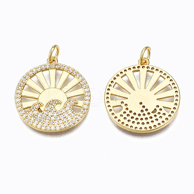 Brass Micro Pave Clear Cubic Zirconia Pendants X-ZIRC-N039-125-NF-1