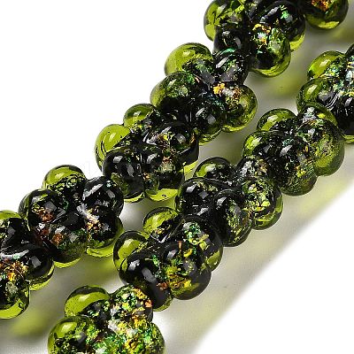 Handmade Dichroic Foil Glass Beads Strands DICH-U001-04F-1