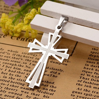 304 Stainless Steel Cross Pendants STAS-I035-31-1
