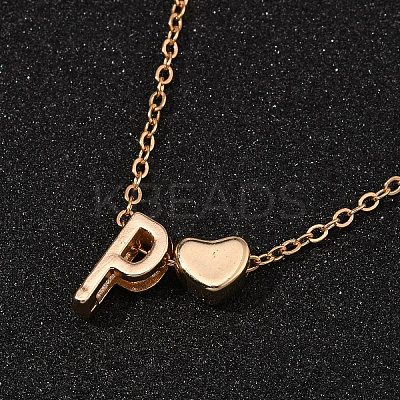 Alloy Letter Heart Pendant Necklaces for Women NJEW-FS0001-09P-1