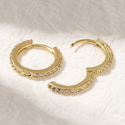 Rack Plating Brass Micro Pave Cubic Zirconia Hoop Earrings EJEW-H143-15G-01-1