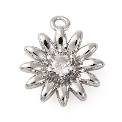 Brass Pave Clear Cubic Zirconia Charms KK-V016-18P-1