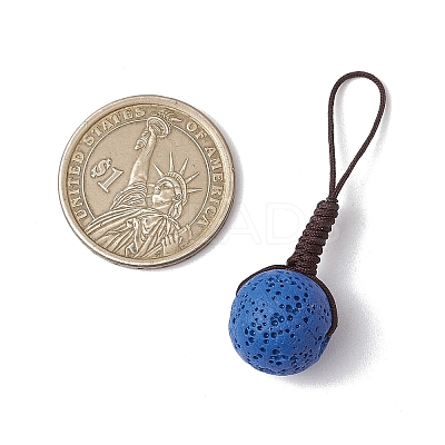 Round Natural Lava Rock Pendant Decorations PALLOY-JF03446-1