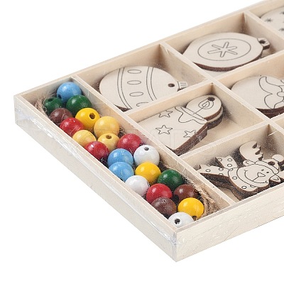 Christmas theme DIY Wood Pendants WOOD-S063-01E-1