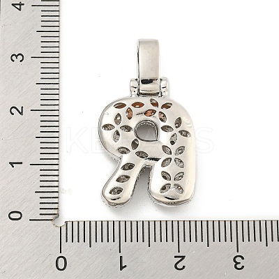 Brass Micro Pave Clear Cubic Zirconia Pendants KK-B099-01P-R-1