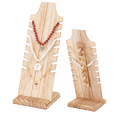 Wooden Slant Back Necklace Display Board NDIS-WH0016-04B-03-1