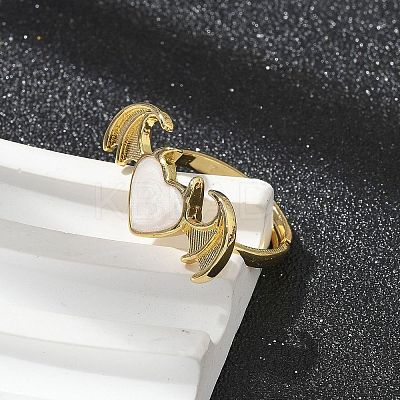 Heart with Wing Enamel Finger Rings RJEW-G337-05G-02-1
