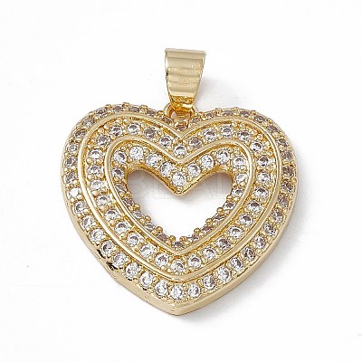 Rack Plating Brass Micro Pave Cubic Zirconia Pendants KK-G451-04G-1