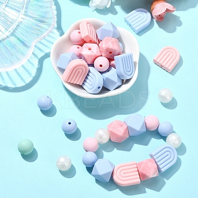 35Pcs 7 Styles Food Grade Eco-Friendly Silicone Beads SIL-YW0001-25-1