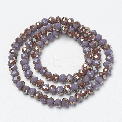 Electroplate Opaque Solid Color Glass Beads Strands EGLA-A034-P4mm-J12-1