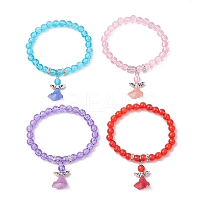 Transparent Plastic Beaded Stretch Bracelets for Children BJEW-JB11507-1