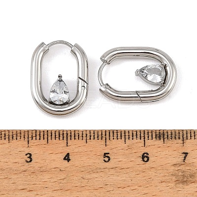 304 Stainless Steel Cubic Zirconia Hoop Earrings for Women SA-CBAF36C-05P-1