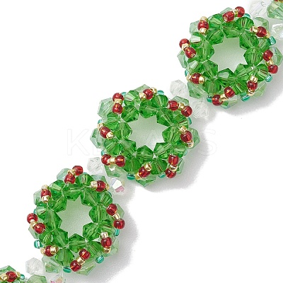 Handmade Glass Seed Christmas Wreath Beaded Bracelets for Women BJEW-MZ00060-1