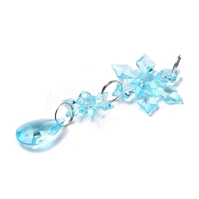 5Pcs Acrylic Transparent Icicle Snowflake Pendant Decorations HJEW-D003-01A-1