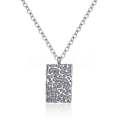 Fashionable 304 Stainless Steel Irregular Textured Rectangle Pendant Necklaces for Women EN2201-2-1
