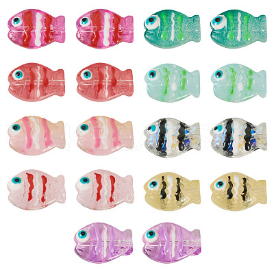 18Pcs 9 Colors Glass Beads LAMP-TA0001-83-1