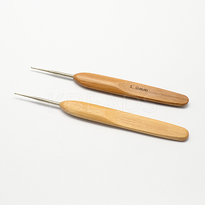 Bamboo Handle Iron Crochet Hook Needles TOOL-R034-1.0mm-1