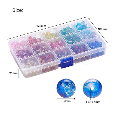 450Pcs 15 Colors Spray Painted Crackle Glass Beads CCG-YW0001-04-1