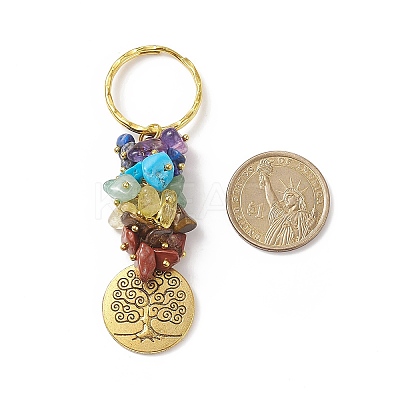 5Pcs Chakra Natural Gemstone Chip Pendant Keychain KEYC-JKC00414-1